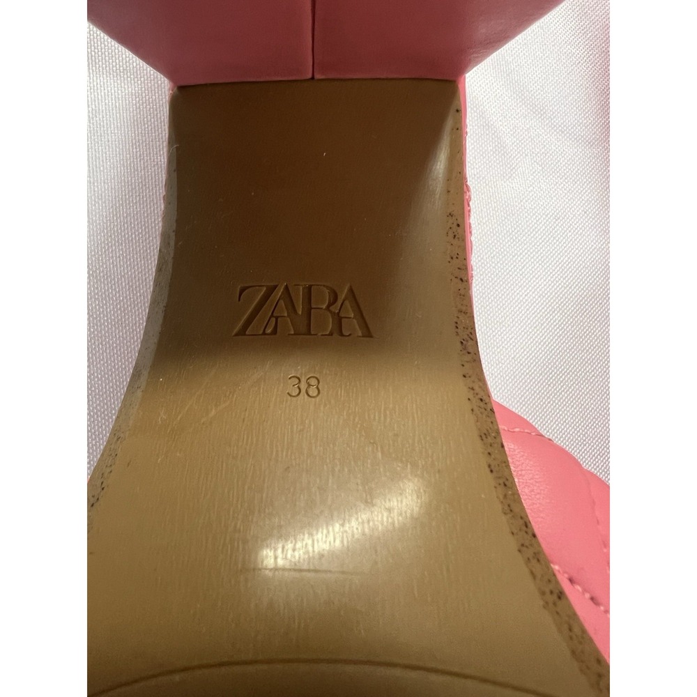 Zara Barbie Pink Quilted Block Heels 3 Inch Size 8 - Picture 4 of 5